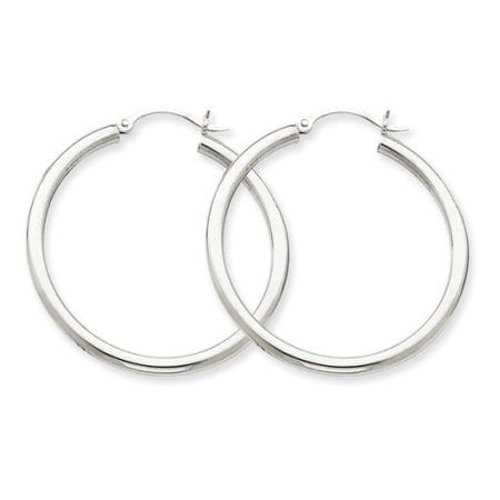 Hoop (2.5mm) Earrings in White Gold