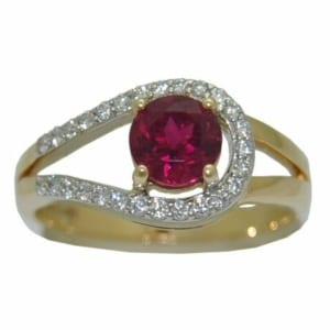 Natural Rubellite ( PinkTourmaline) with .24cttw Diamonds