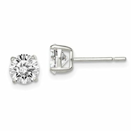 White Gold CZ Stud Earrings