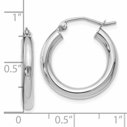 14 karat white gold 3mm tube hoop earrings