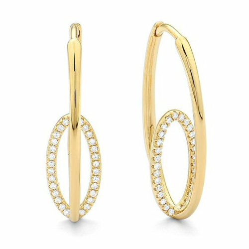 .20 cttw. Diamond Earrings Double Oval Hoop