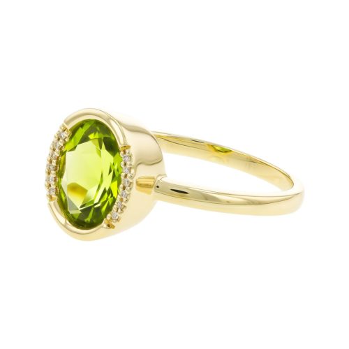 Peridot & Diamond Ring side view